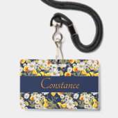 かわいらしカモミール&ポピーパーソナライズされたズ バッジ (ストラップ付き表面)