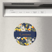 かわいらしカモミール&ポピーパーソナライズされたズ マグネット (インサイチュ (食洗機))