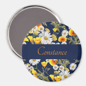 かわいらしカモミール&ポピーパーソナライズされたズ マグネット (正面/裏面)