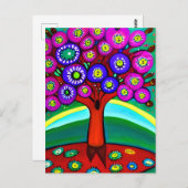 かわいらしカラフルお洒落フォークア保ートのTouc ポストカード (正面/裏面)