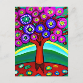 かわいらしカラフルお洒落フォークア保ートのTouc ポストカード