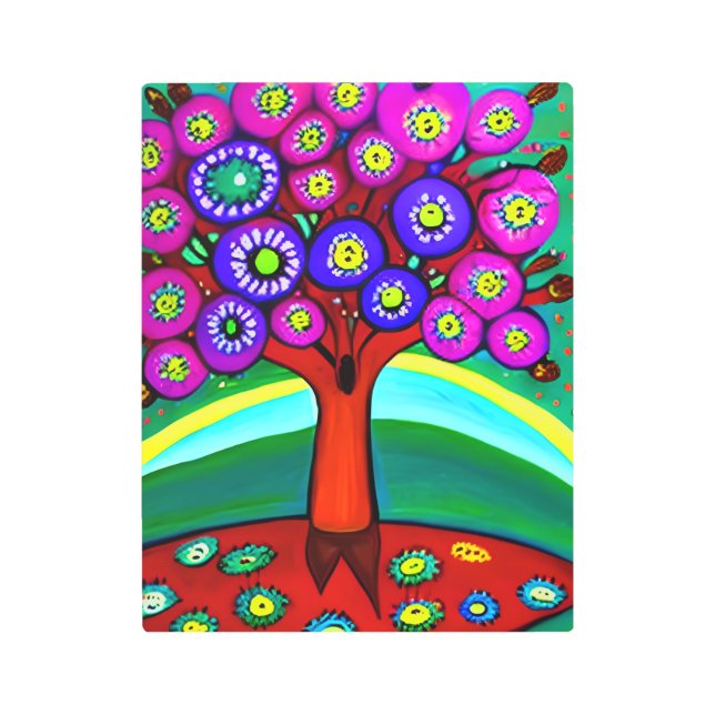 かわいらしカラフルお洒落フォーク メタルプリント (正面)