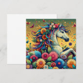 かわいらしカラフルお洒落花と白馬 (正面/裏面)