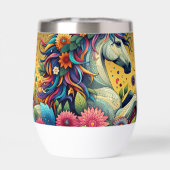 かわいらしカラフルお洒落花と白馬 (背面)