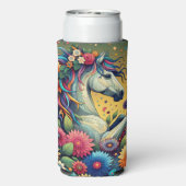 かわいらしカラフルお洒落花と白馬 スリム缶クーラー (Seltzer裏面)