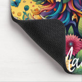 かわいらしカラフルお洒落花と白馬 マウスパッド (コーナー)