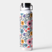 かわいらしカラフルお洒落花モノグラムの類 ウォーターボトル (背面)