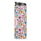 かわいらしカラフルお洒落花モノグラムの類 タンブラー (回転右)