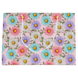 かわいらしカラフルデイジー ラージペーパーバッグ