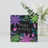 かわいらしカラフルフローラ誕生日カード (スタンド正面)