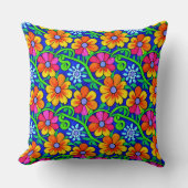 かわいらしカラフルフローラ クッション (正面)