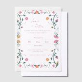 かわいらしカラフルフローラ・フレーム結婚スクリプト ベラム紙招待状 (オフセット)