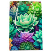 かわいらしカラフル多肉植物誕生日 ミディアムペーパーバッグ (正面)