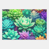 かわいらしカラフル多肉植物誕生日 ラッピングペーパーシート (正面3)