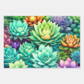 かわいらしカラフル多肉植物誕生日 ラッピングペーパーシート (正面2)