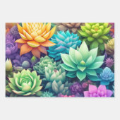 かわいらしカラフル多肉植物誕生日 ラッピングペーパーシート (正面)