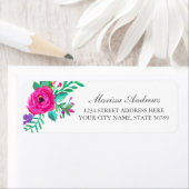 かわいらしカラフル明るい赤紫色水色フローラ ラベル (インサイチュ)