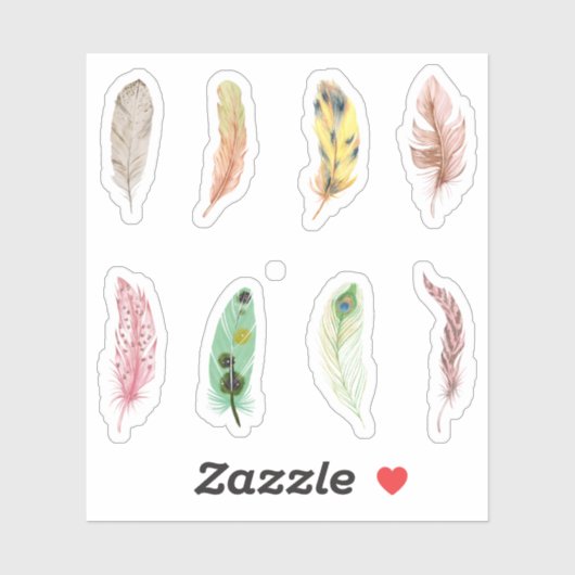 かわいらしカラフル水彩羽スクラップブック作り シール (シート)