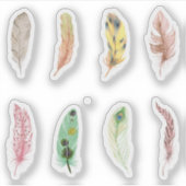 かわいらしカラフル水彩羽スクラップブック作り シール (正面)