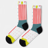 かわいらしカラフル水玉模様パターンlピンクと白 ソックス (左)