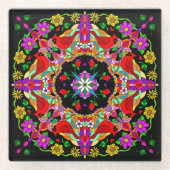 かわいらしカラフル深紅色 ガラスコースター (正面)