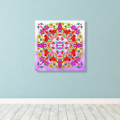 かわいらしカラフル深紅色 キャンバスプリント (インサイチュ (ウッドフロア))