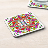 かわいらしカラフル深紅色 コースター (左側)