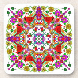 かわいらしカラフル深紅色 コースター