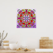 かわいらしカラフル深紅色 ポスター (キッチン)