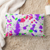 かわいらしカラフル絵を描(ばちゃばちゃ)跳ねるパープル明るい赤紫色 ランバークッション (ブランケット)