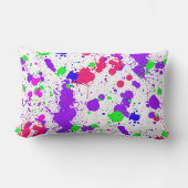 かわいらしカラフル絵を描(ばちゃばちゃ)跳ねるパープル明るい赤紫色 ランバークッション (正面)