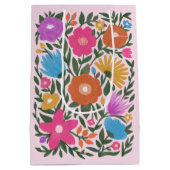 かわいらしカラフル花模様イースター卵名 ミディアムペーパーバッグ (裏面)