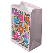 かわいらしカラフル花模様イースター卵名 ミディアムペーパーバッグ (裏面アングル)
