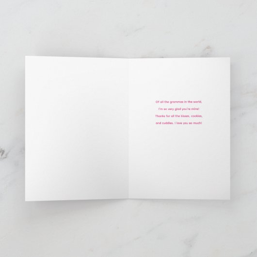 かわいらしカラフル花模様写真おばあちゃん誕生日 カード (内部)