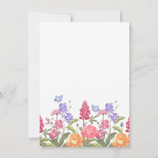 かわいらしカラフル花結婚蝶 セーブザデート (裏面)