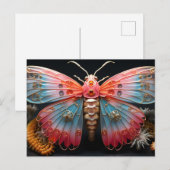 かわいらしカラフル蝶スチームパンク ポストカード (正面/裏面)