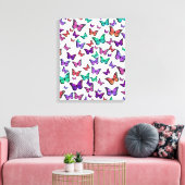 かわいらしカラフル蝶パターン キャンバスプリント (インサイチュ (リビング))
