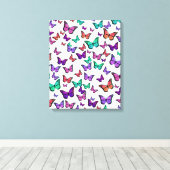 かわいらしカラフル蝶パターン キャンバスプリント (インサイチュ (ウッドフロア))