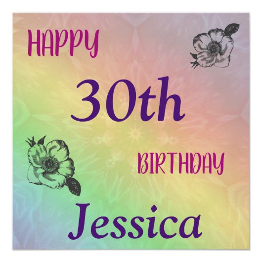 かわいらしカラフル誕生日おめでとう ポスター (正面)