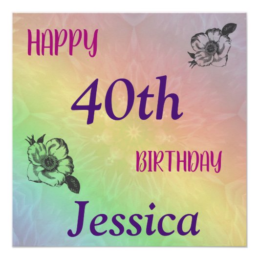 かわいらしカラフル誕生日 ポスター (正面)