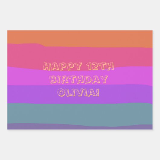 かわいらしカラフル誕生日 ラッピングペーパーシート (正面)