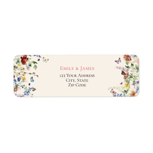 かわいらしカラフル野結婚花差出人住所 ラベル (正面)