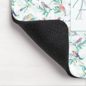 かわいらしカラフル鳥葉ヴィンテージ白デザイン マウスパッド (コーナー)