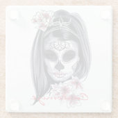 かわいらしカーニバルマスク女性スカルサンダー_コーブ ガラスコースター (裏面)