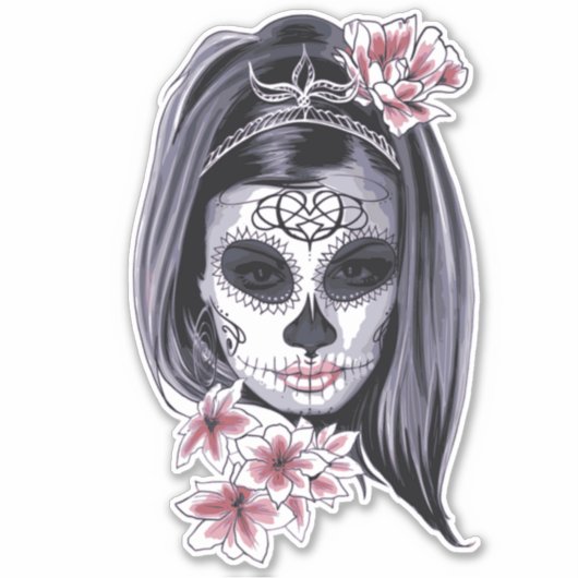 かわいらしカーニバルマスク女性スカルサンダー_コーブ シール (正面)