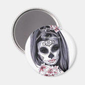 かわいらしカーニバルマスク女性スカルサンダー_コーブ マグネット (正面/裏面)