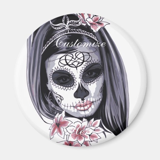 かわいらしカーニバルマスク女性スカルサンダー_コーブ マグネット (正面)