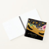 かわいらしガーリーアニマルプリント金ゴールドグリッタースケッチ ノートブック (内部)