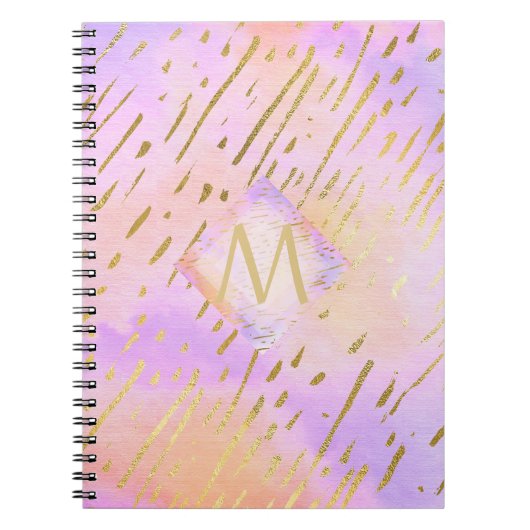 かわいらしガーリーグリッターピンク金ゴールドアニマルプリントグラム ノートブック (正面)