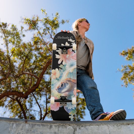 かわいらしガーリーフローラウミガメ甲板 スケートボード (室外1)